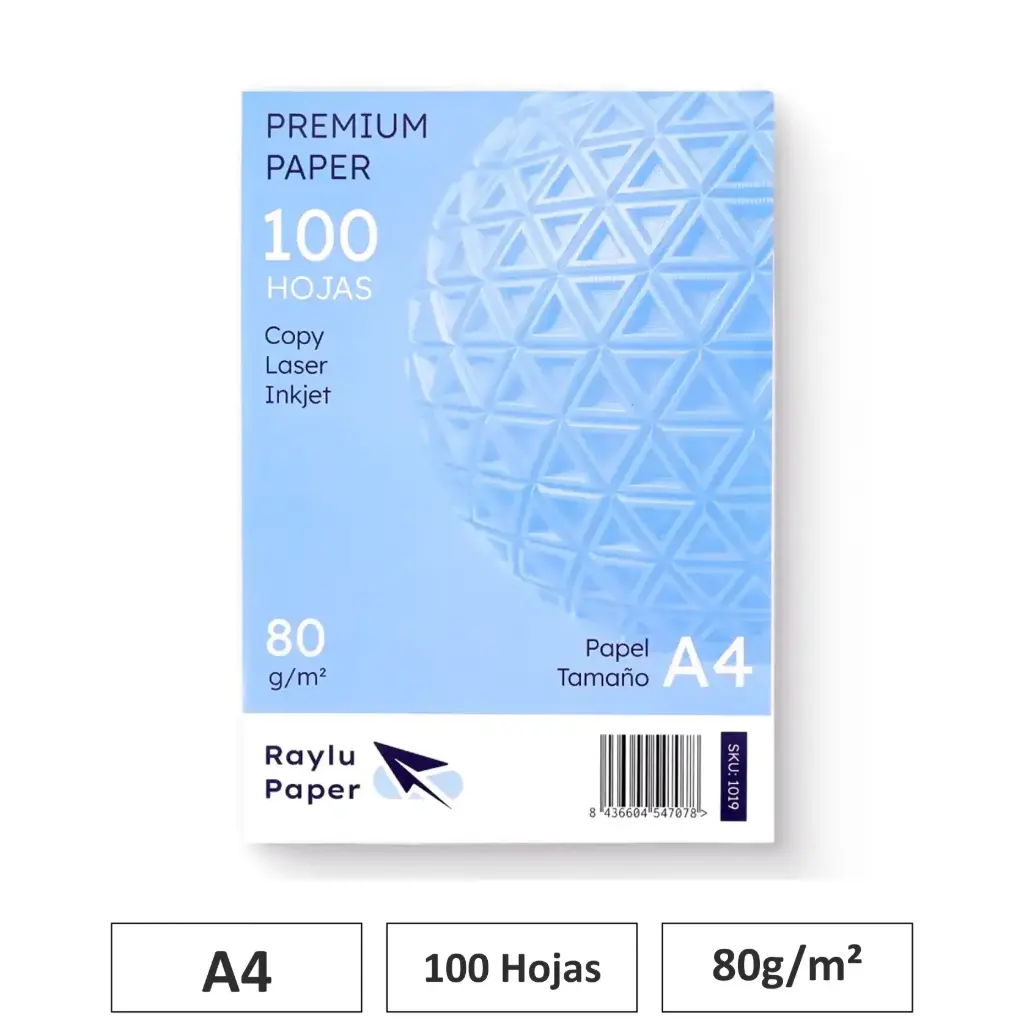 PAPEL RAYLU PAPER A4 PREMIUM 80GR 100 HOJAS