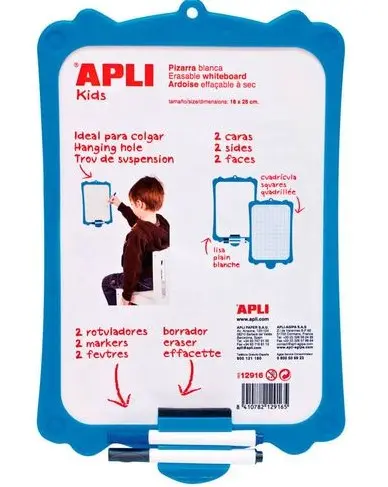 PIZARRA BLANCA CON BORRADOR Y ROTULADORES 180X280 MM APLI