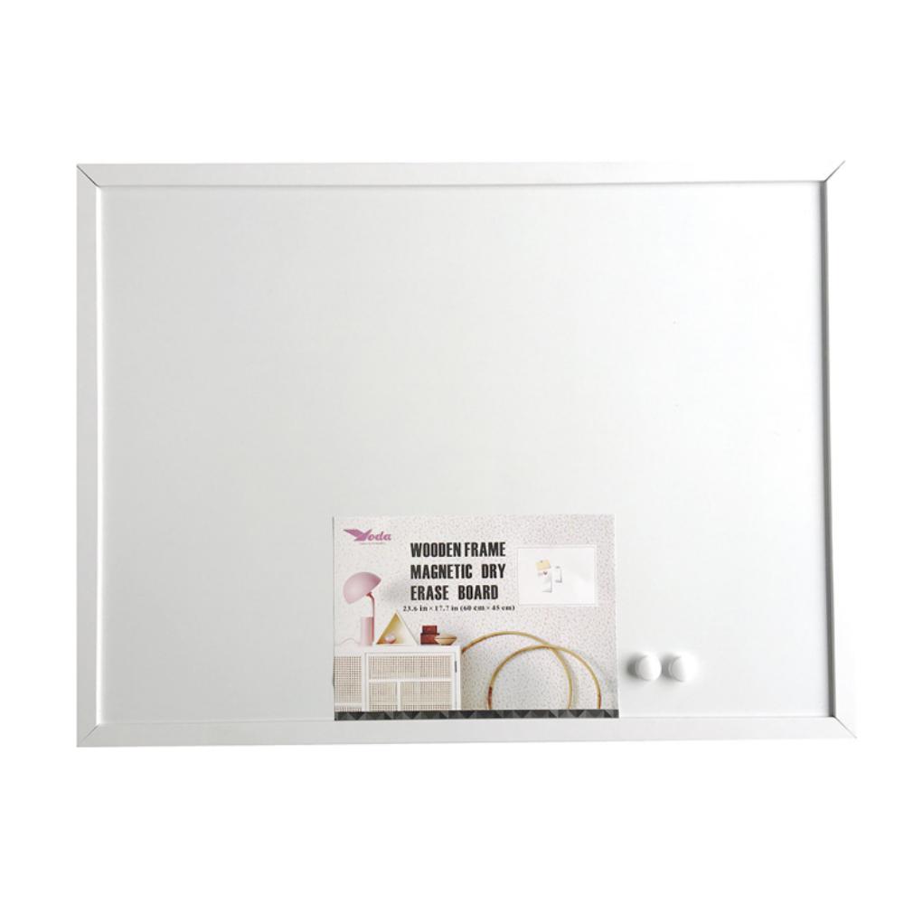 PIZARRA MAGNÉTICA CON MARCO DE MADERA BLANCO 60X40CM