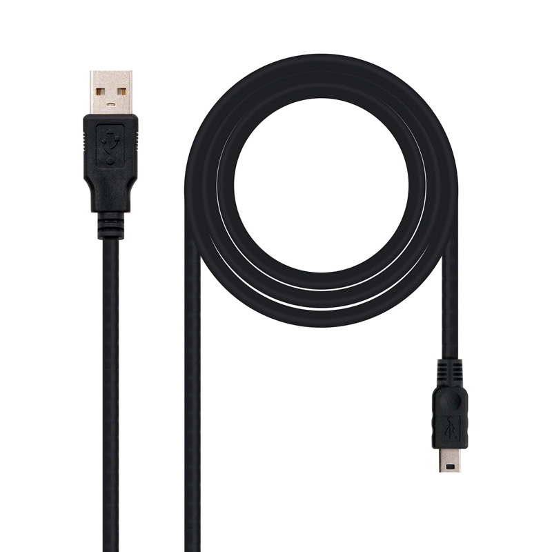 CABLE USB 2.0 NANOCABLE A MACHO ↔ MINI-USB 5 PINES MACHO · 0,5 M · NEGRO