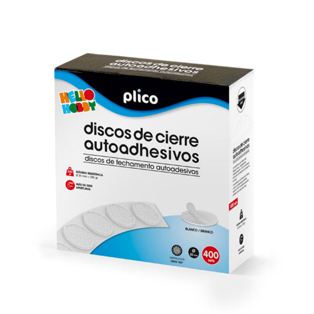 DISCO DE CIERRE PLICO VELCRO AUTOADHESIVO 20MM BLANCO CAJA400 UDS