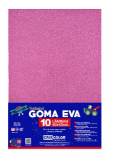 HOJAS DE GOMA EVA CON PURPURINA UNICOLOR ROSA 40x60