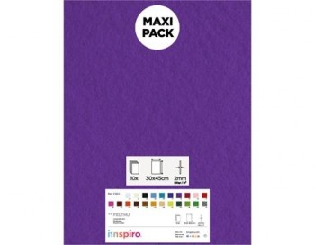 LAMINA FIELTRO ACRÍLICO LILA 30x45 CM 160 g/m² PACK 10 UNIDADES INNSPIRO