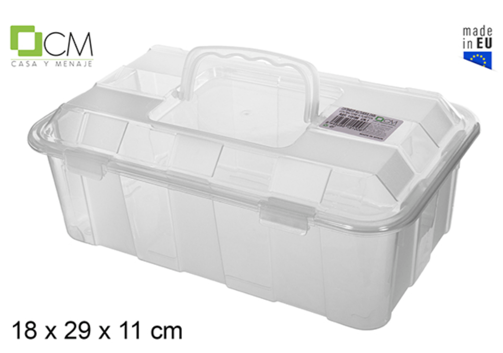 CONTENEDOR PLÁSTICO TRANSPARENTE CON ASA 3L