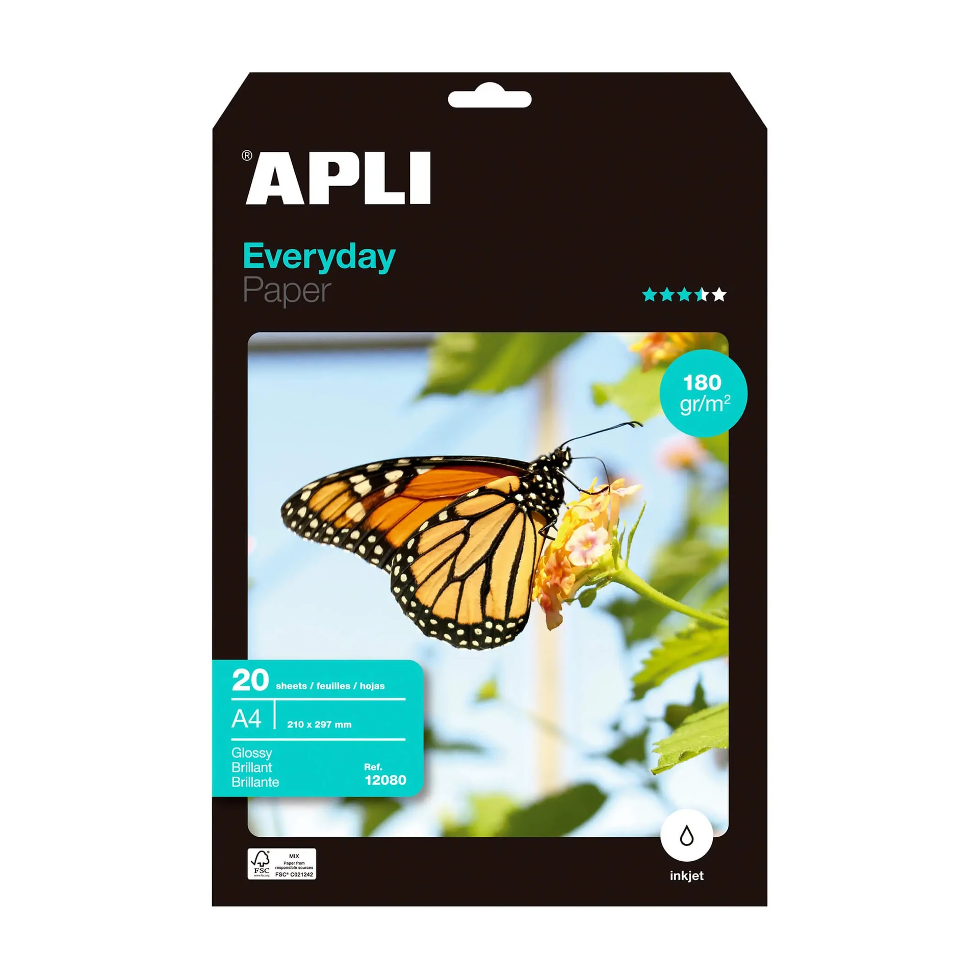 PAPEL FOTOGRÁFICO APLI EVERYDAY A4 180G 20 HOJAS