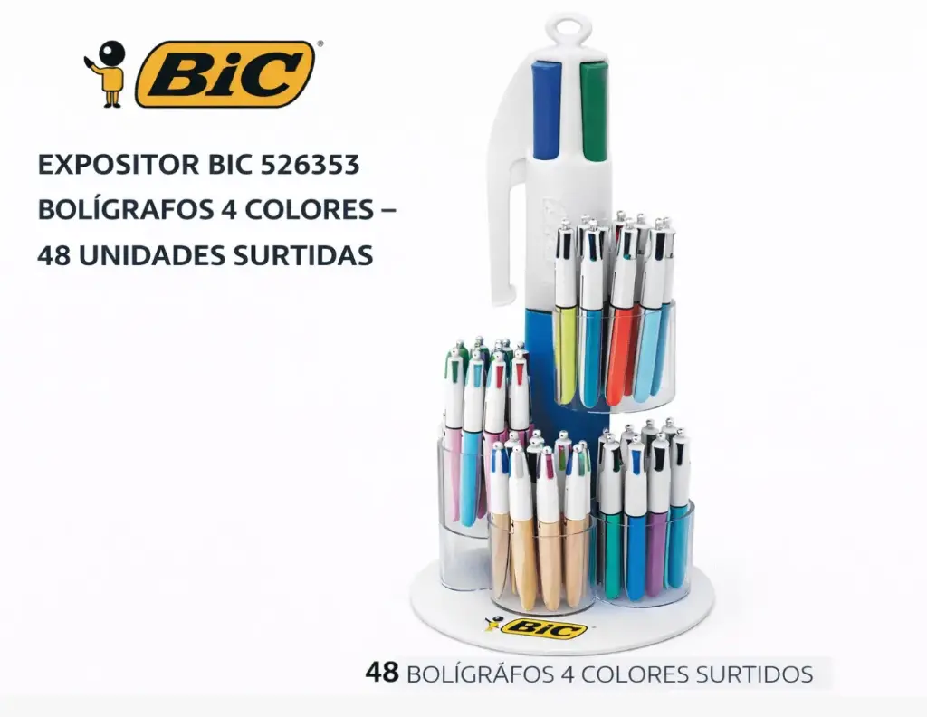 BOLÍGRAFOS BIC 4 COLORES EXPOSITOR 48 UNIDADES SURTIDAS