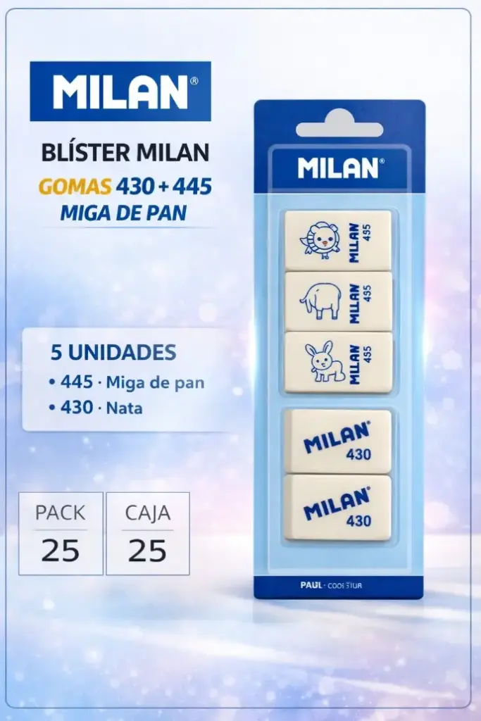 GOMAS MILAN 430+445 MIGA DE PAN BLÍSTER 5 UNIDADES