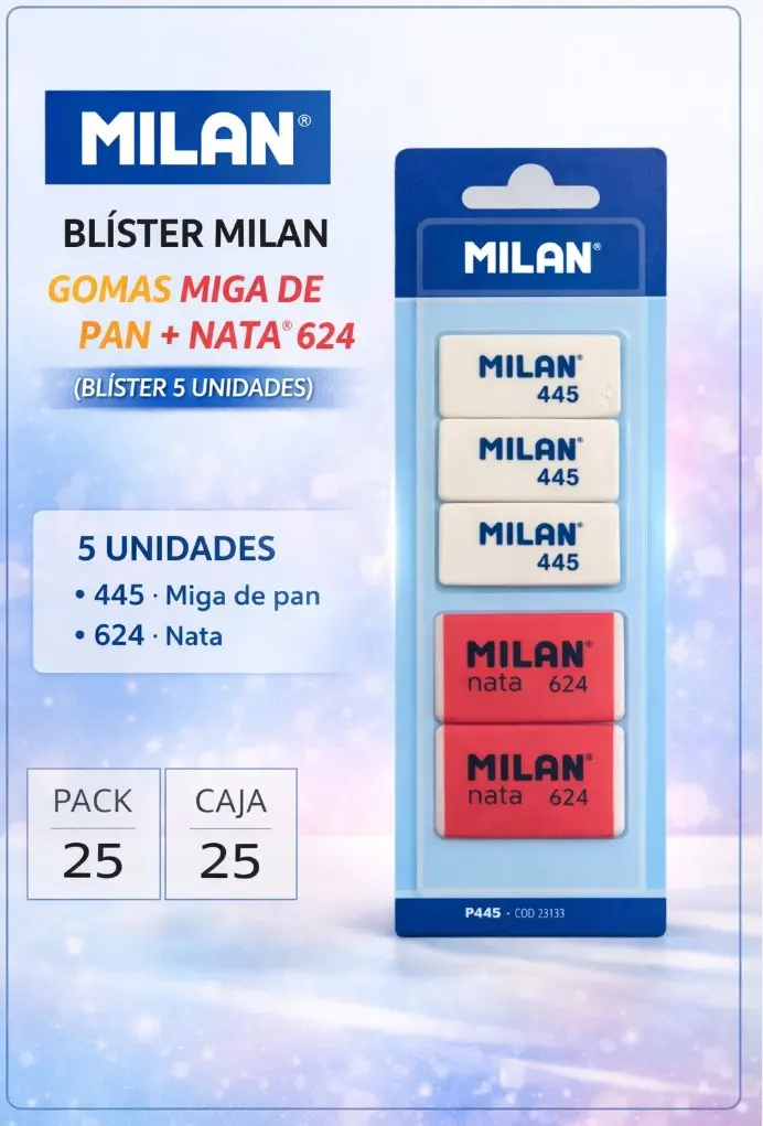 GOMAS MILAN 445 MIGA DE PAN+NATA 624 BLÍSTER 5 UNIDADES