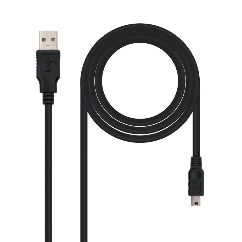 NANOCABLE CABLE USB 2.0 TIPO A-M A MINI USB 5PIN-M – 1 M, NEGRO