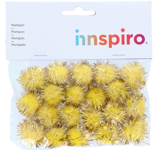 POMPON BRILLANTE AMARILLO 25MM 20 UDS