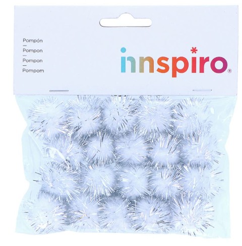 POMPON BRILLANTE BLANCO 25MM 20 UDS
