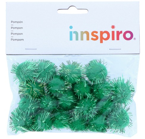 POMPON BRILLANTE VERDE 25MM 20 UDS