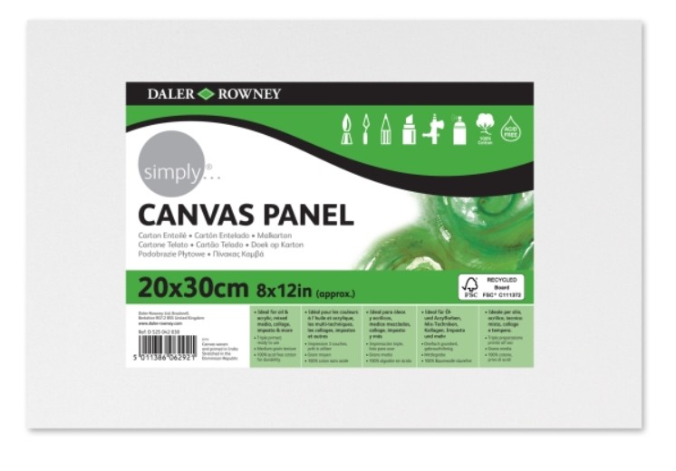 CARTÓN ENTELADO 20 × 30 CM – 250 G/M² – TRIPLE IMPRIMACIÓN DALER-ROWNEY SIMPLY