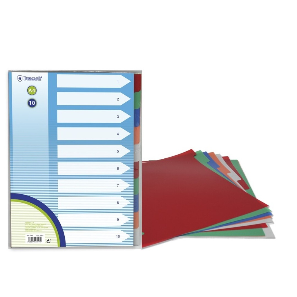 SEPARADORES A4 POLIPROPILENO 10 COLORES 