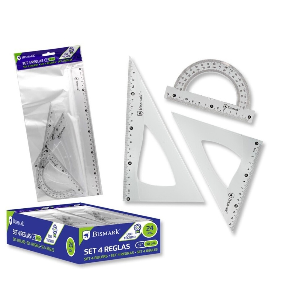 JUEGO DE REGLAS TRANSPARENTES 30 CM 