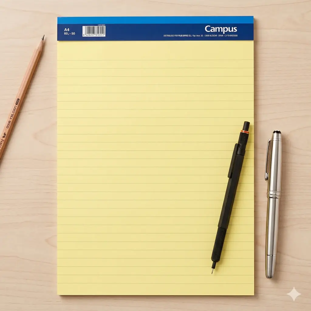 BLOC NOTAS PERFORADO A4 50H 60GR HORIZONTAL AMARILLO