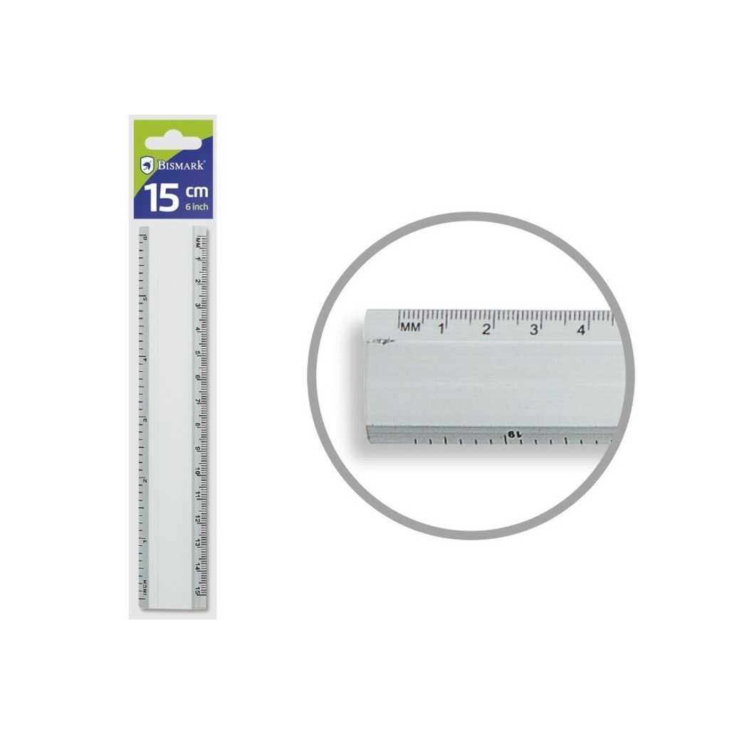 REGLA DE ALUMINIO 15CM CON BISEL Y ESCALA MILIMETRADA
