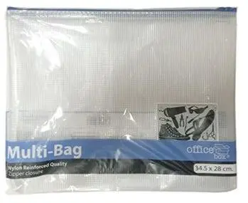 BOLSA MULTIUSOS A4 TRANSPARENTE CON CREMALLERA (34,5 × 28 CM)