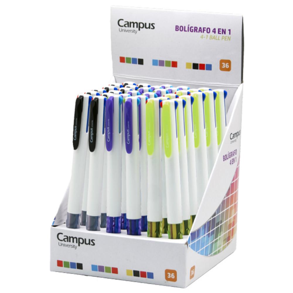 BOLÍGRAFO 4 COLORES QUADRACOLOR PRO 4 EXPOSITOR DE 36 UNIDADES