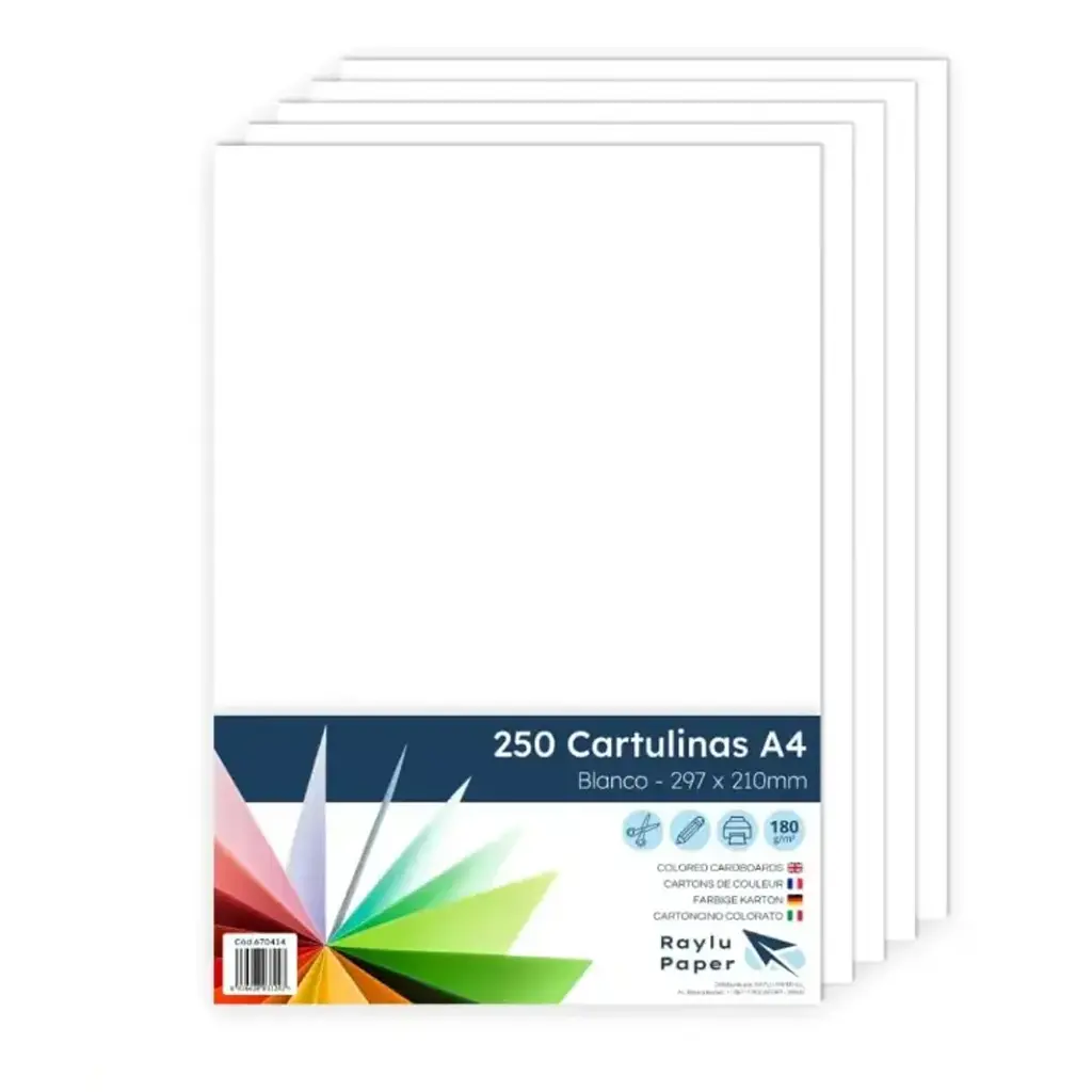 CARTULINA RAYLU PAPER A4 180 g/m² BLANCO PACK 250