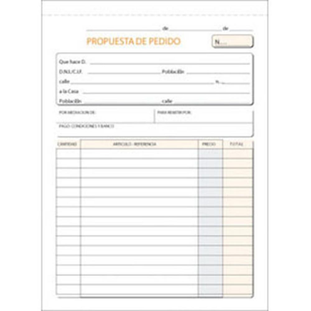 TALONARIO DE PEDIDOS LOAN 4º NATURAL DUPLICADO AUTOCOPIANTE