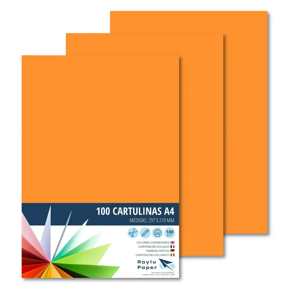 CARTULINA RAYLU PAPER A4 180 g/m² NARANJA
