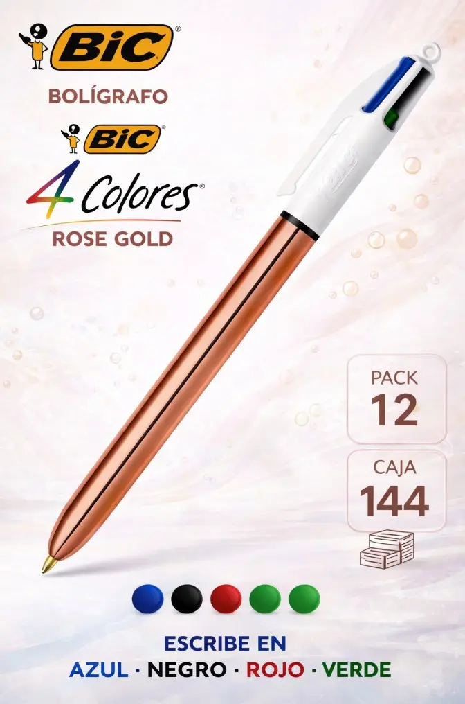 BOLÍGRAFO BIC 4 COLORES ROSE GOLD 