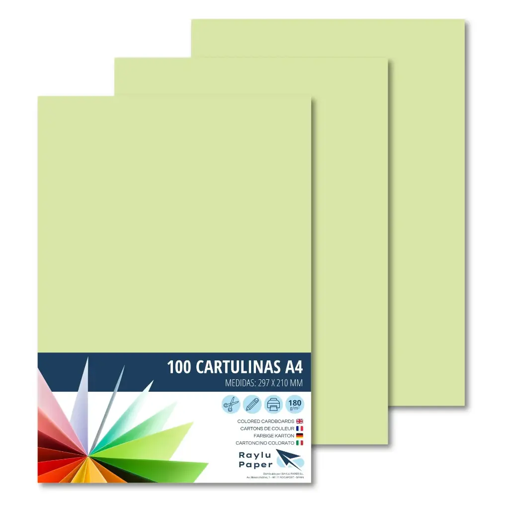 CARTULINA RAYLU PAPER A4 180 g/m² VERDE CLARO 