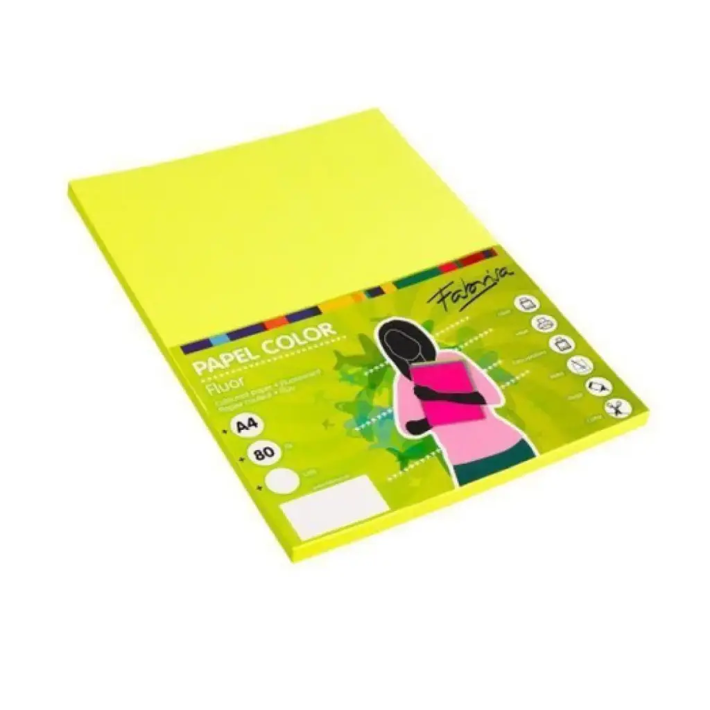 PAPEL A4 80G 100 HOJAS COLOR AMARILLO NEON