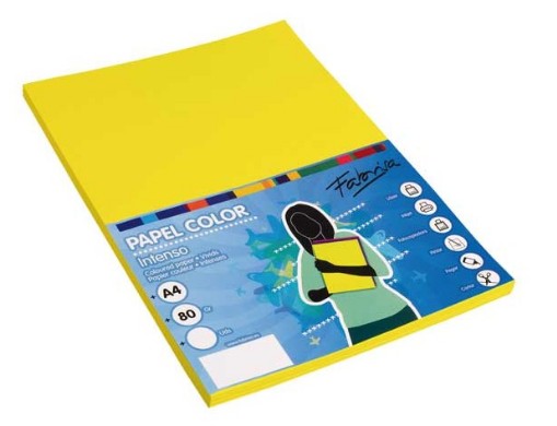 PAPEL A4 80G 100 HOJAS COLOR AMARILLO PASTEL