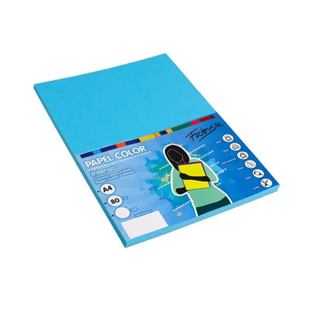PAPEL A4 80G 100 HOJAS COLOR AZUL PASTEL