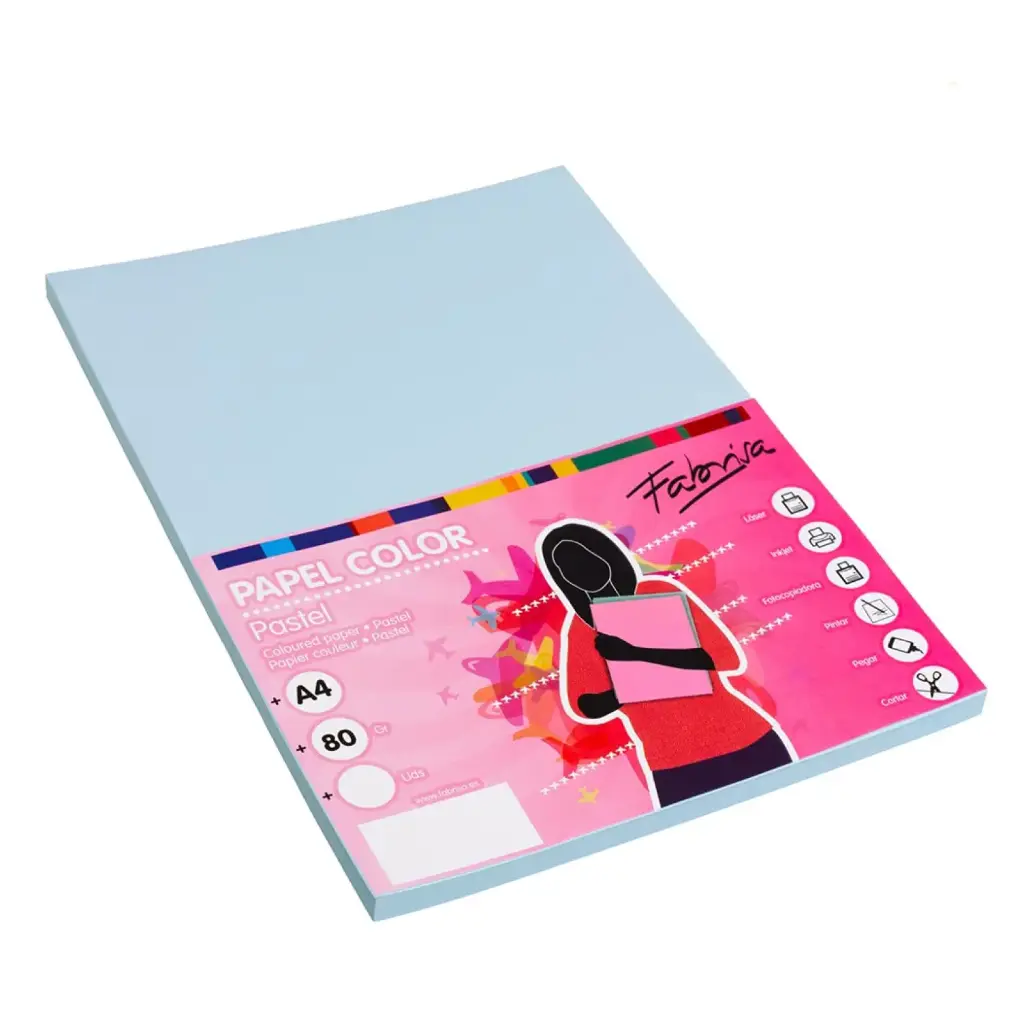 PAPEL A4 80G 100 HOJAS COLOR AZUL TURQUESA