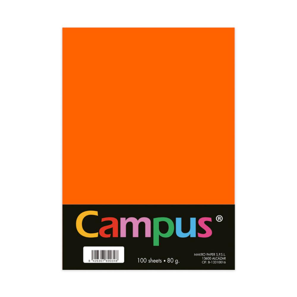 PAPEL A4 80G 100 HOJAS COLOR NARANJA NEON