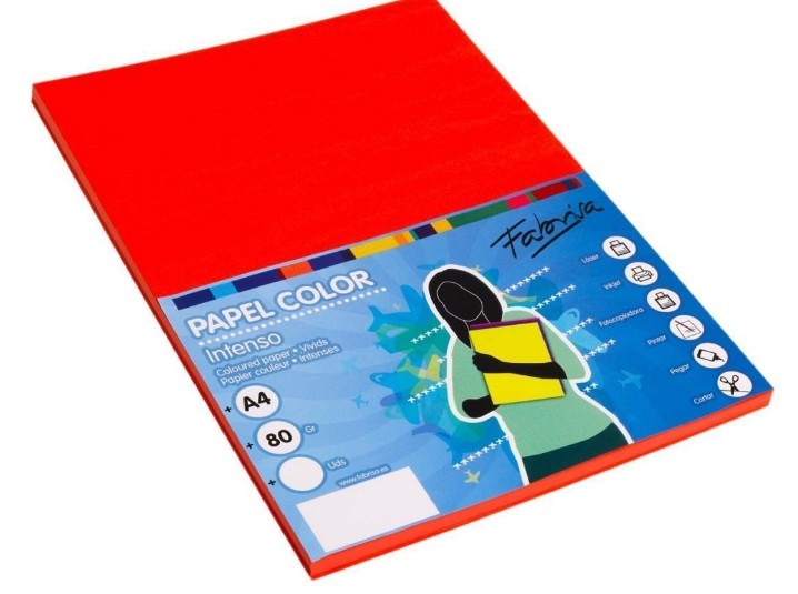 PAPEL A4 80G 100 HOJAS COLOR ROJO MEDIO