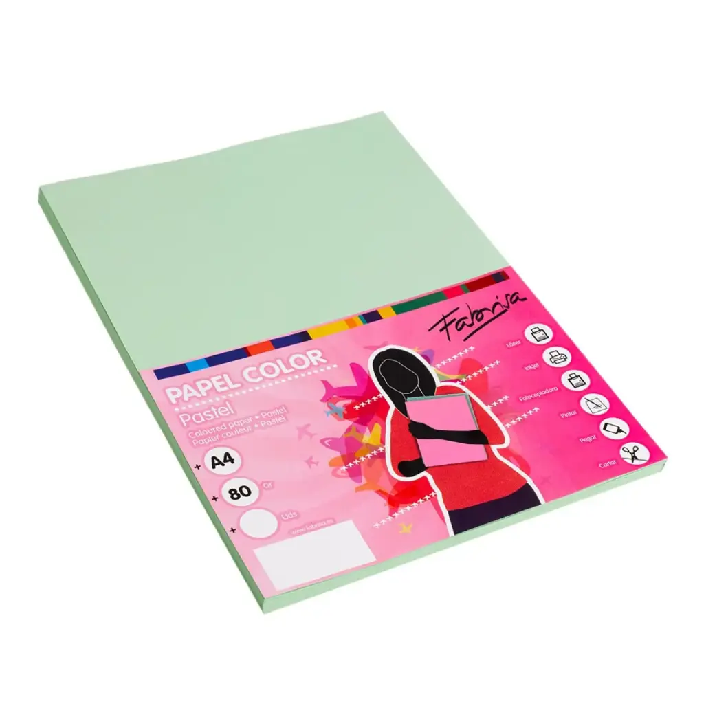 PAPEL A4 80G 100 HOJAS COLOR VERDE MEDIO