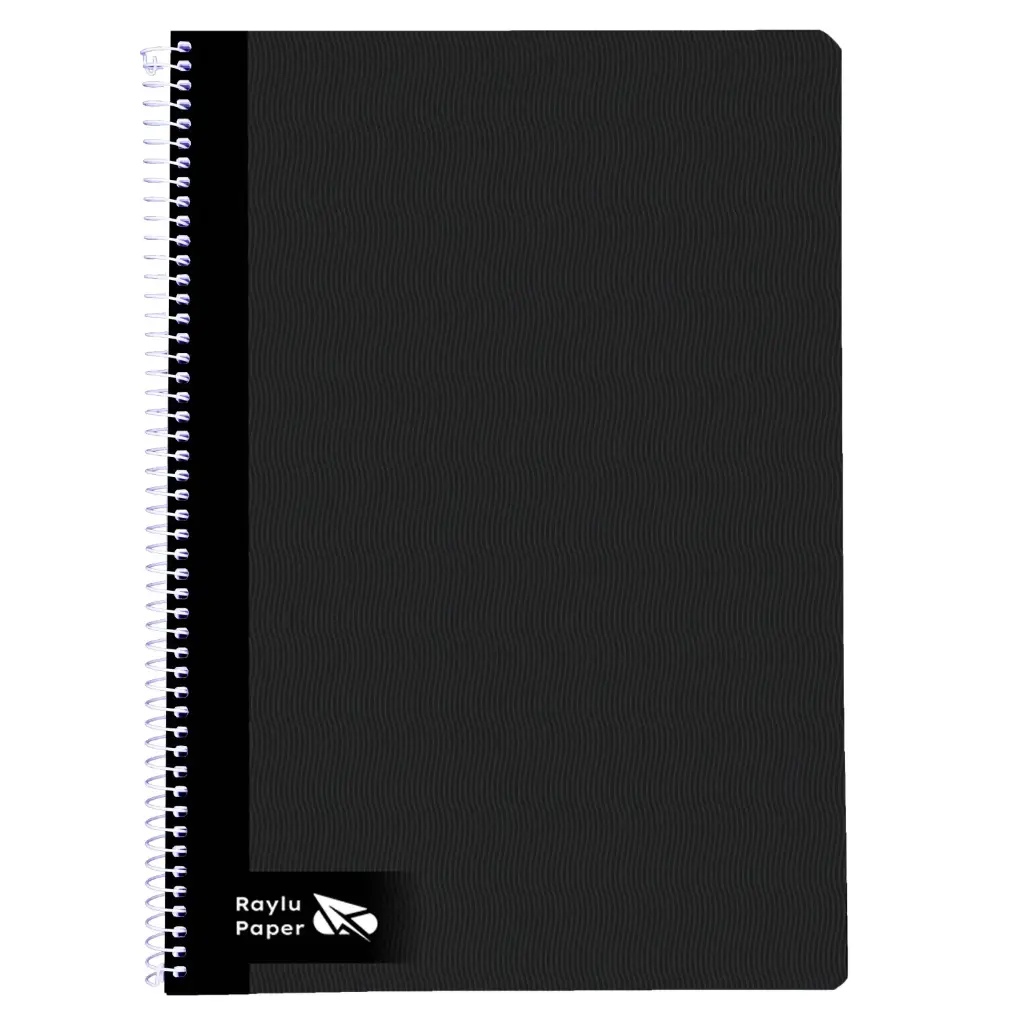 BLOC ESPIRAL A4 TAPA DURA 80 HOJAS 70 GRAMOS CUADRO 4MM NEGRO RAYLU