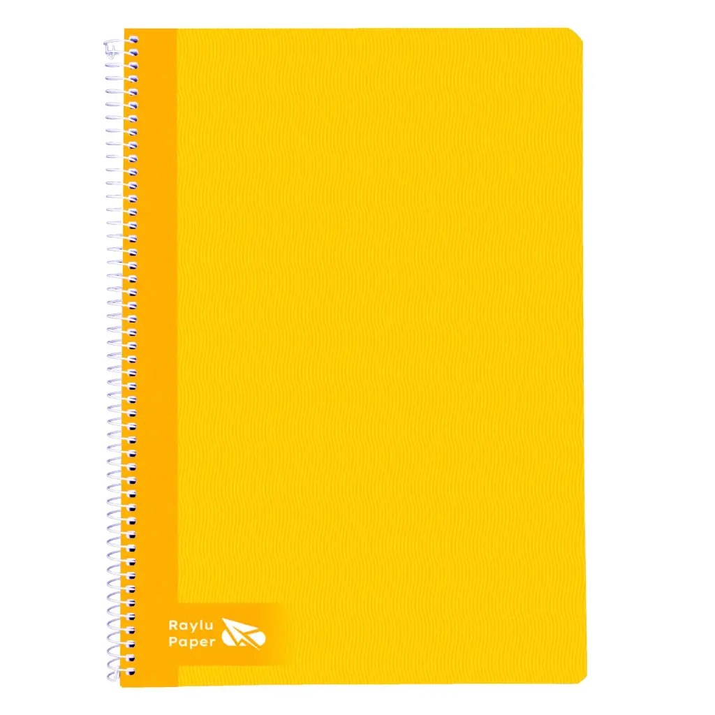 BLOC ESPIRAL A4 TAPA DURA 80 HOJAS 70 GRAMOS PAUTA 3,5MM AMARILLO RAYLU