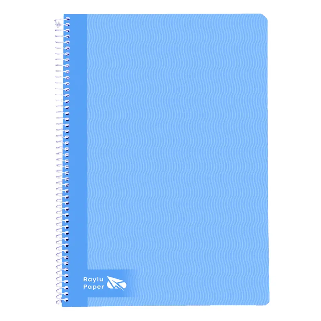 BLOC ESPIRAL A4 TAPA DURA 80 HOJAS 70 GRAMOS PAUTA 3,5MM AZUL CLARO RAYLU