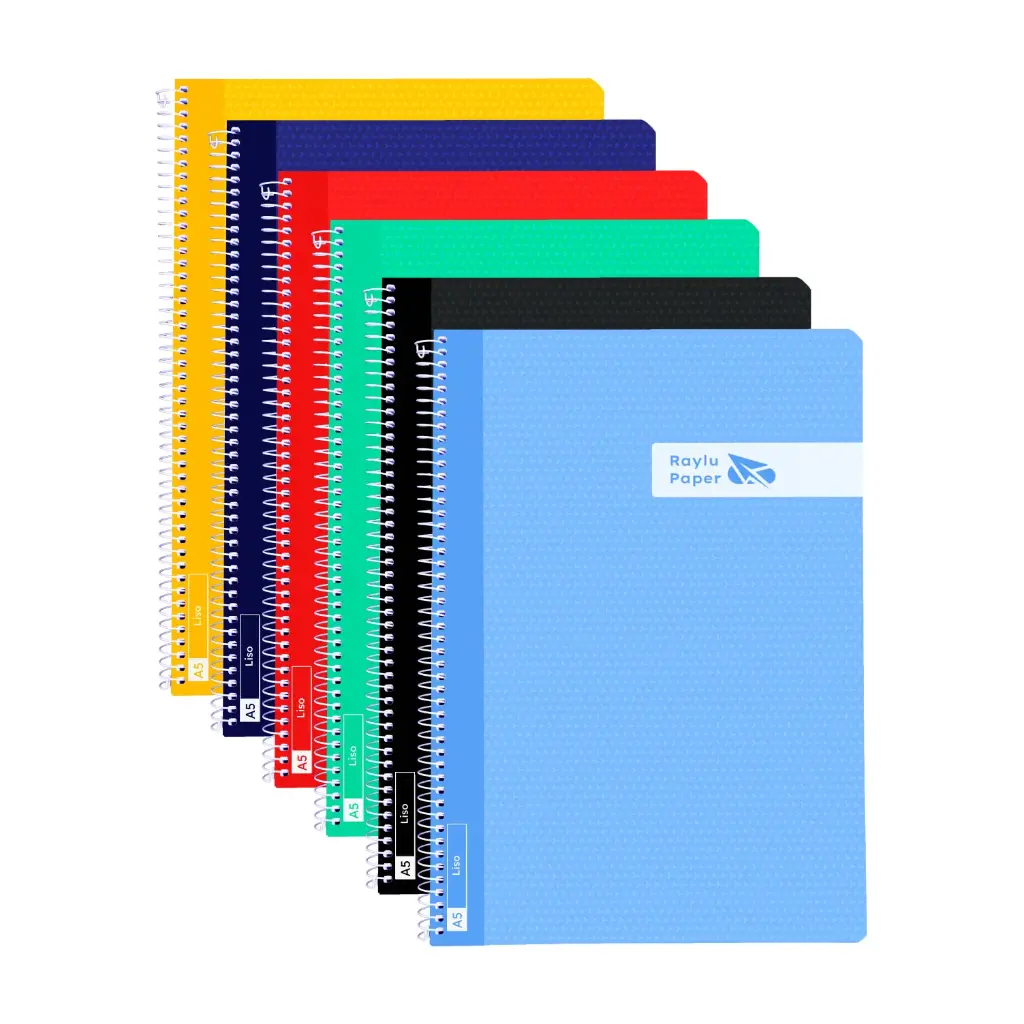 BLOC ESPIRAL A5 TAPA PLASTICO 80 HOJAS 90 GRAMOS LISO RAYLU