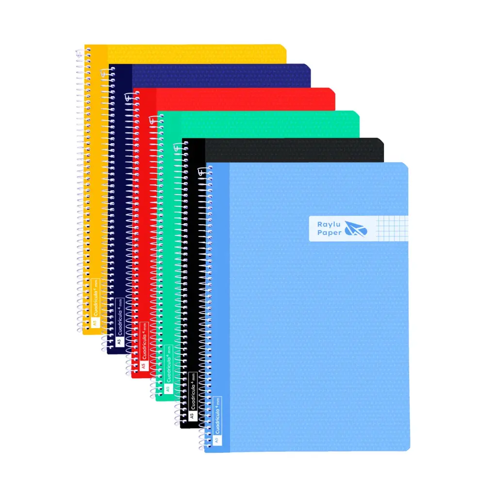 BLOC ESPIRAL A5 TAPA PLASTICO 80 HOJAS 90 GRAMOS CUADRO 5MM RAYLU