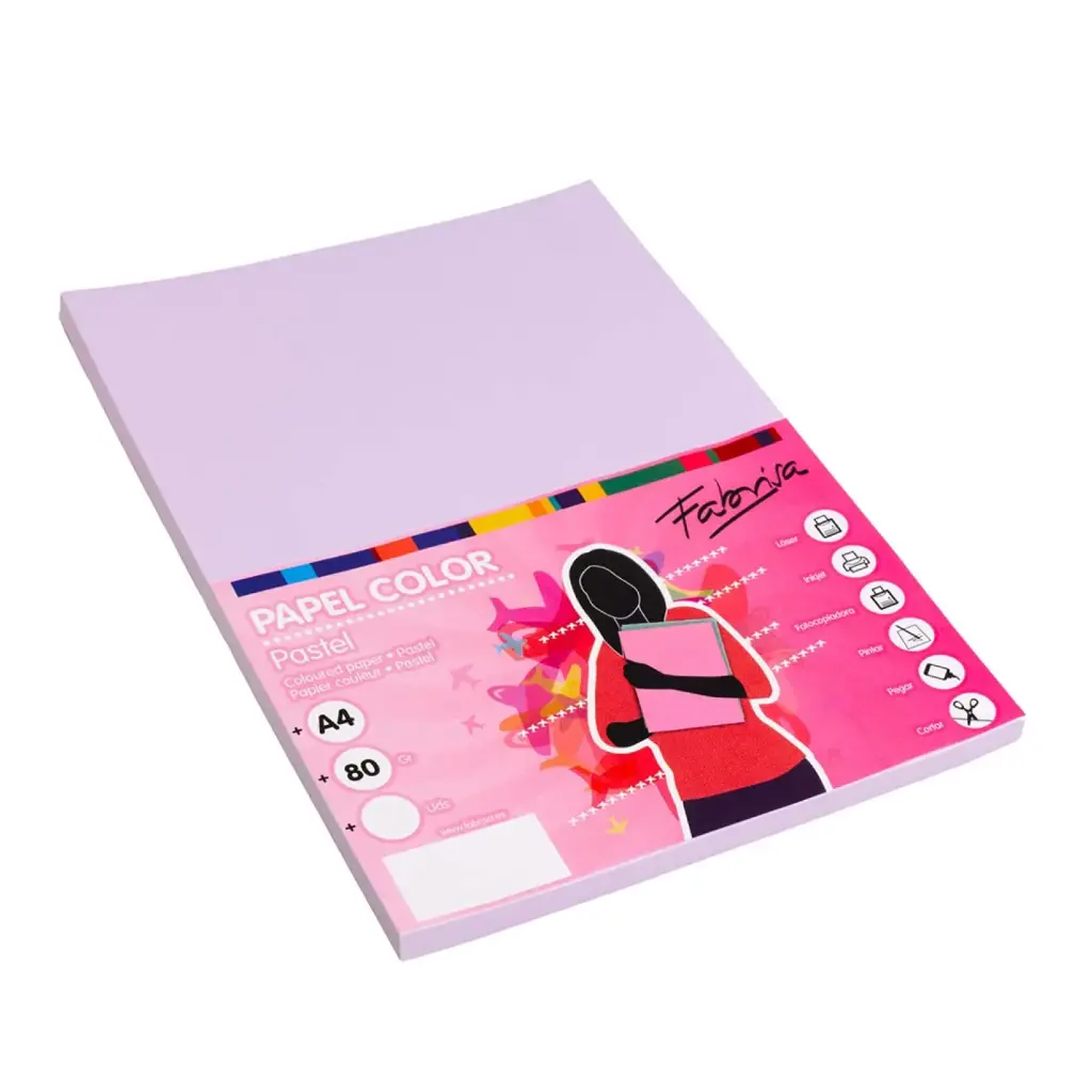 PAPEL A4 80G 100 HOJAS COLOR LILA