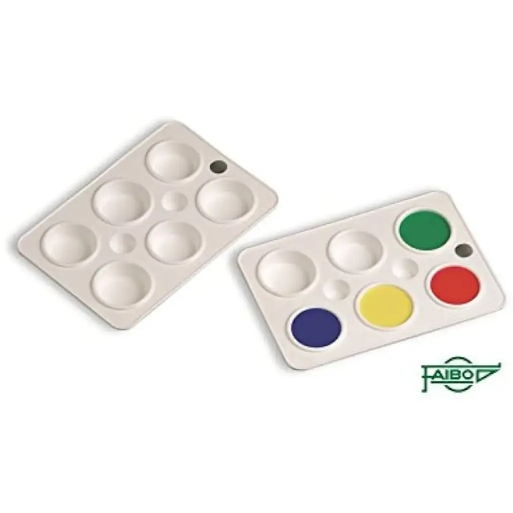 PALETA ACUARELA PLÁSTICO RECTANGULAR 6 DEPARTAMENTOS