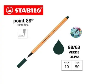 ROTULADOR STABILO POINT 88 VERDE PINO 