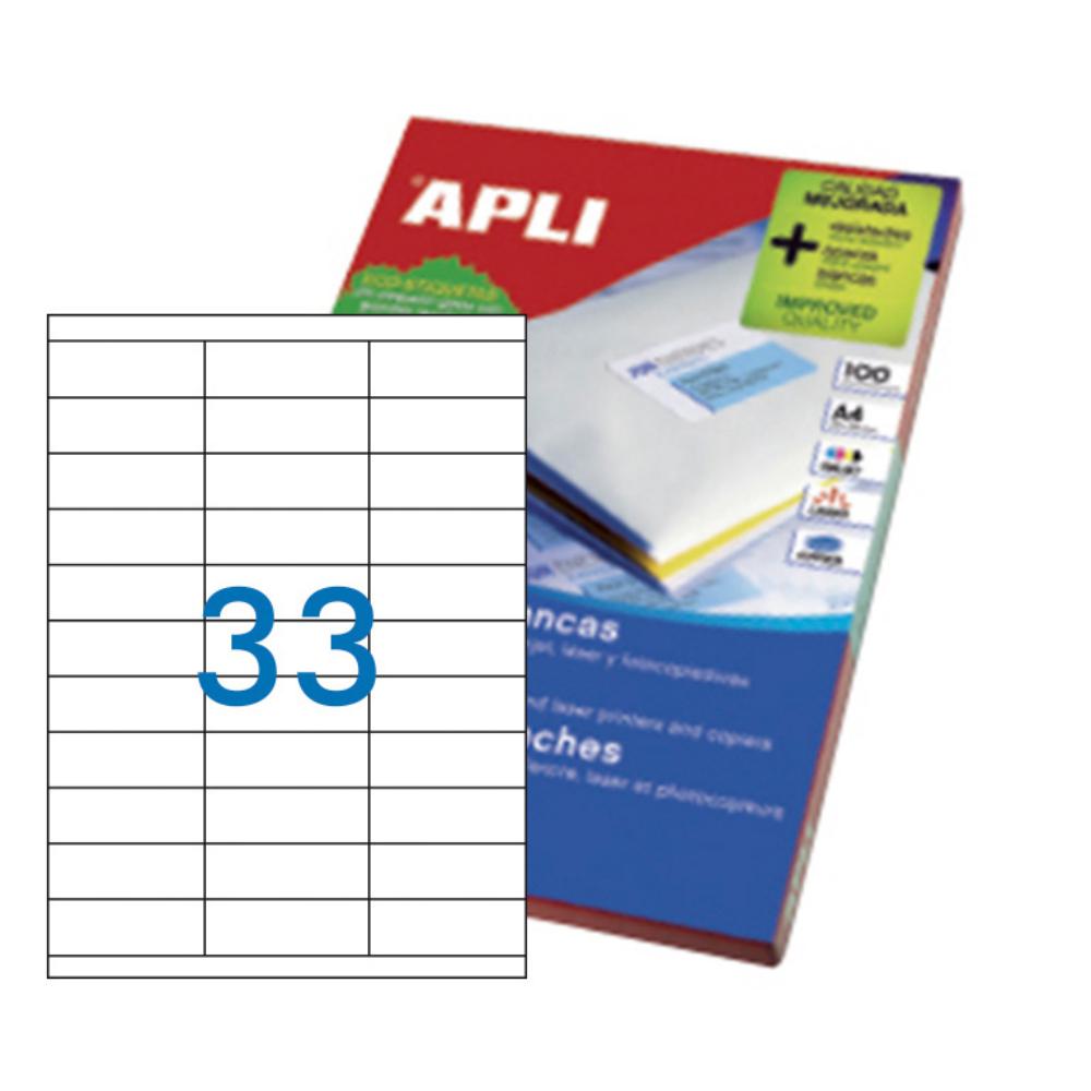 APLI ETIQUETAS BLANCAS PERMANENTES 70X25,4MM 100 HOJAS