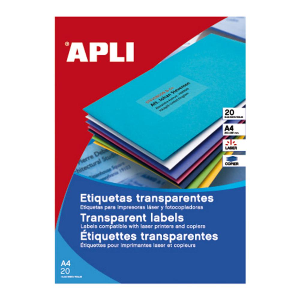 APLI ETIQUETAS TRANSLÚCIDAS RESISTENTES A LA INTEMPERIE 99,1X38,1MM 20 HOJAS 