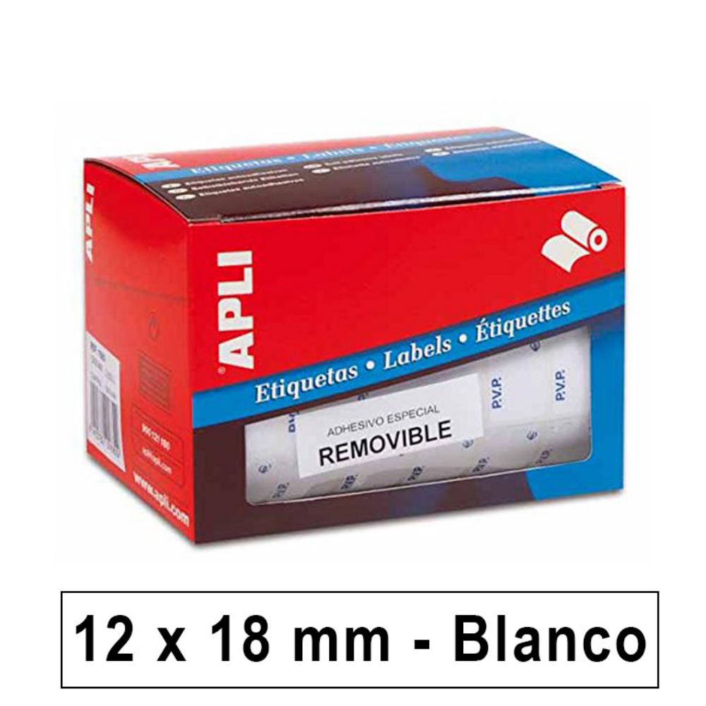 ROLLO ETIQUETAS APLI PVP BLANCAS REMOVIBLES 12X18MM