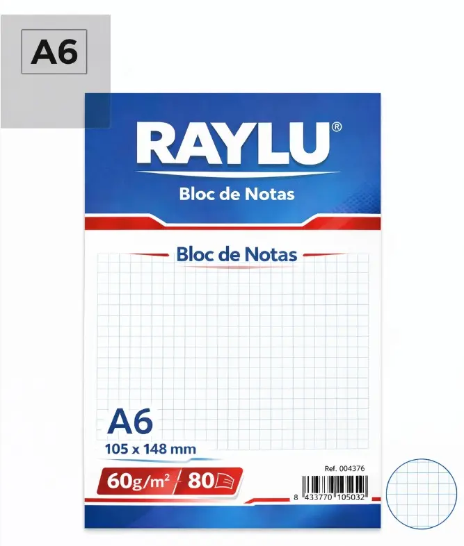 BLOC NOTAS MICROPERFORADO A6 60 GRAMOS 80 HOJAS CUADROS