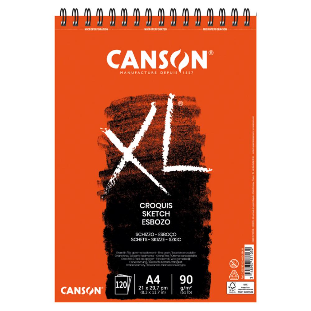 BLOC ESPIRAL CROQUIS CANSON XL A4 90 G/M² – 120 HOJAS