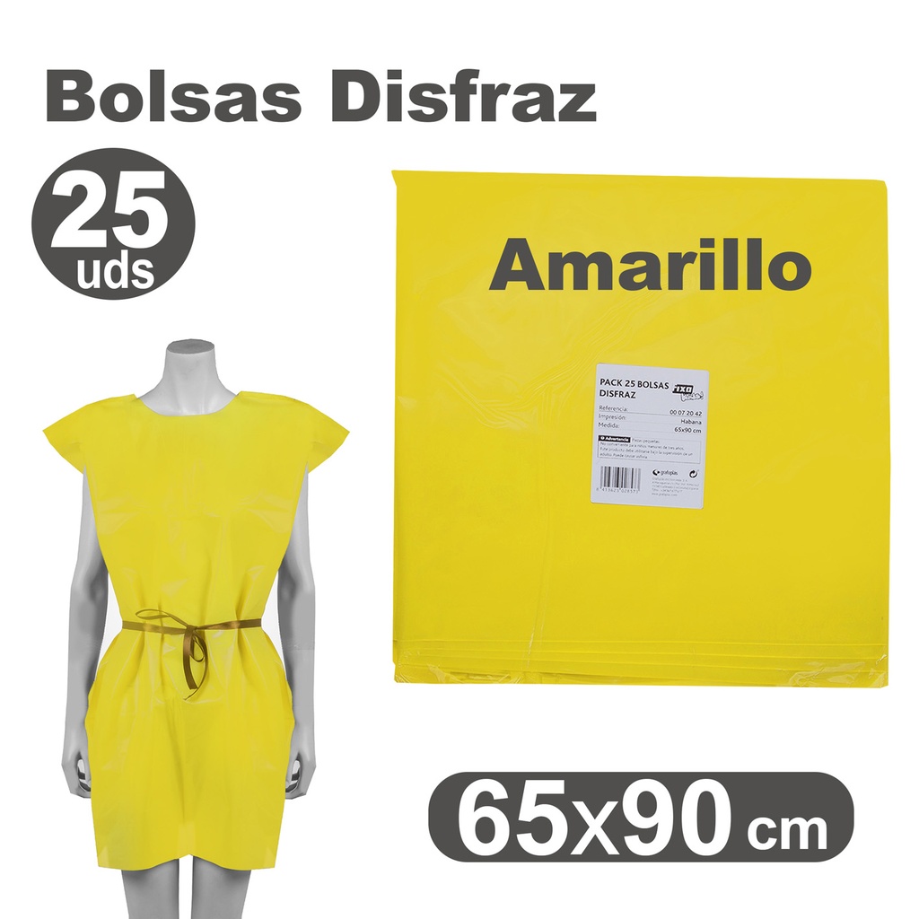 BOLSA DE DISFRAZ AMARILLO 60×90 CM 