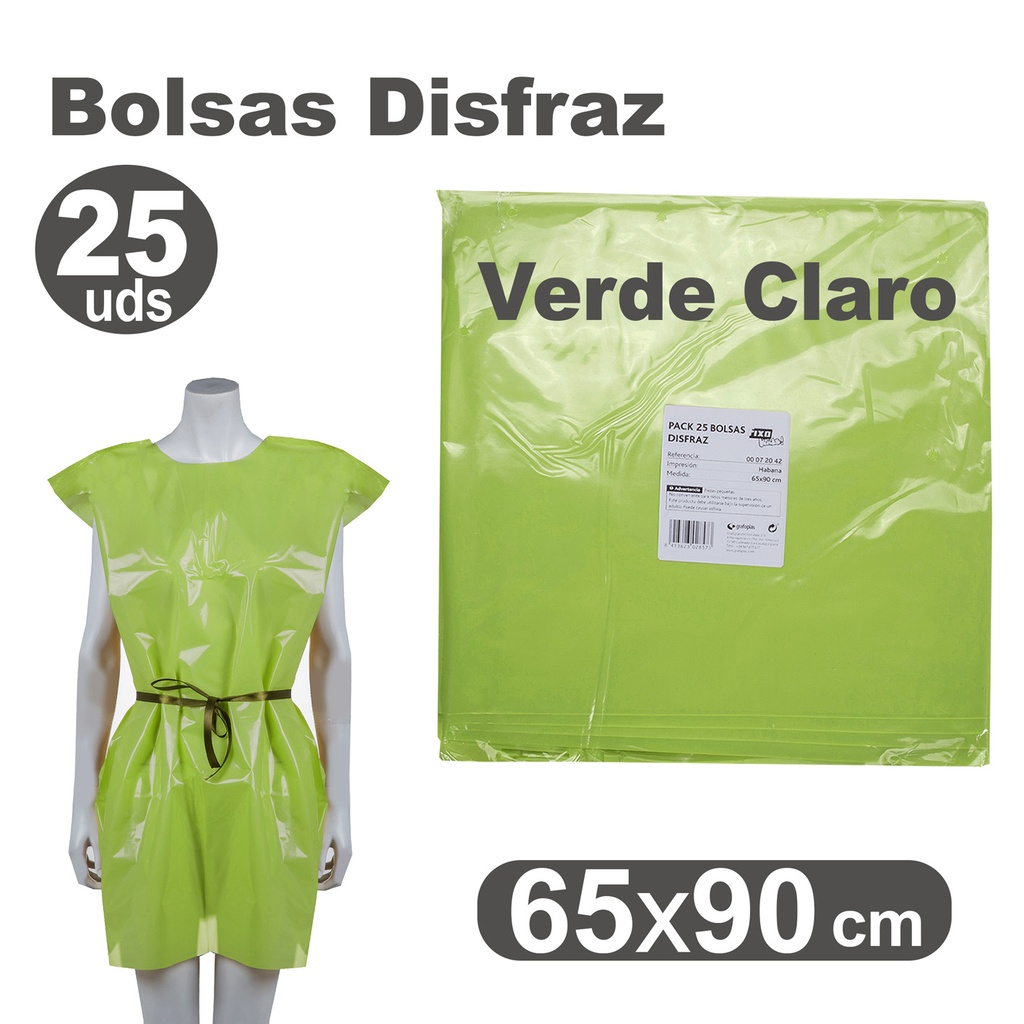 BOLSA DE DISFRAZ VERDE CLARO 60×90 CM 